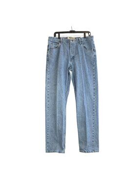 Mens 35 x 34 Straight Leg Blue Denim Jeans 5 pocket 100% Cotton Mexico Wrangler